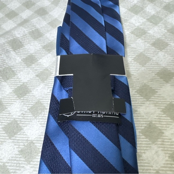Stacy Adams Men's Tie Pocket Square Set Blue Striped Microfiber 3.25" Wide - Picture 3 of 7